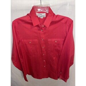 Silk Miracle Dress Shirt Women’s Size 10 Red Silk Blend Button Up Long Sleeve